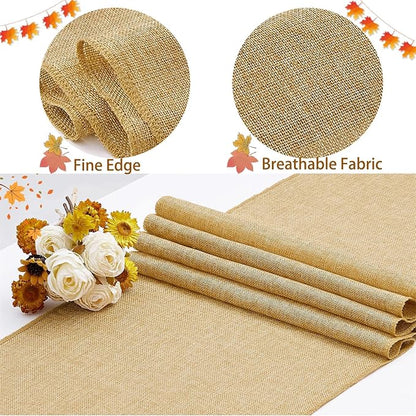 4 Pieces Burlap Table Runners 13x108 Inch Rustic Boho Table Runner | Farmhouse - Image 4