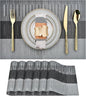 SLKQG Placemats Set of 6 - Easy Clean Washable Vinyl Placemats - Heat Resistant PVC Place Mats for Dining Table (Black and Gray, 6)