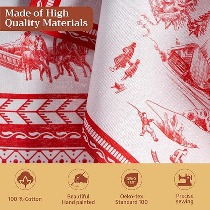 Maison d' Hermine Cloth Napkins Set of 4 100% Cotton for Thanksgiving Christmas Decorations Everyday Reusable Square Fall Napkins Cloth Washable Dinner Party (Winter Jouy, 20"x20")