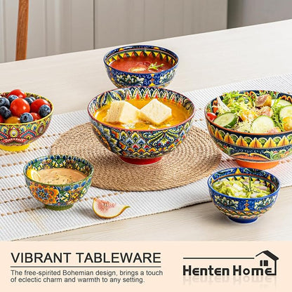 Henten Home Ceramic 5 oz Dipping Bowls, Boho Sauce Bowl Set of 6, Colorful - Image 4