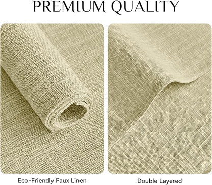 Softalker Faux Linen Placemats Set of 6-12 x 18 Inch, Heat Resistant Double Layered Durable Burlap Farmhouse Place Mats, Non-Slip Washable Rustic Table Mats for Dining, Kitchen, Party（Light Linen
