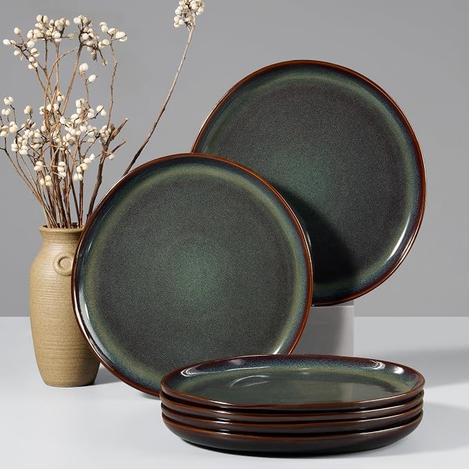 HaWare Stoneware Dinner Plates Set of 6, Reactive Glaze Dinnerware by HaWare