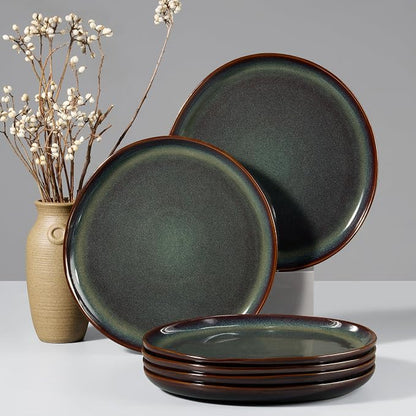 HaWare Stoneware Dinner Plates Set of 6, Reactive Glaze Dinnerware by HaWare