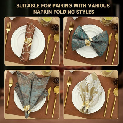 Napkin Rings Set of 24, Shiny Gold Napkin Rings, Easy Care, Solid Metal Laurel - Image 3