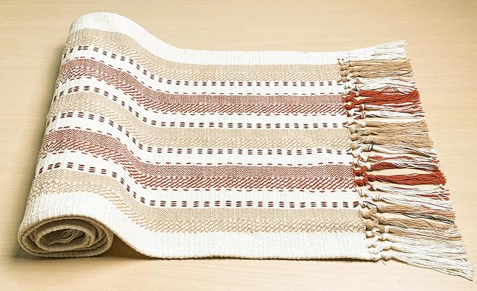 handspun Cotton Ivory, Handwoven Boho Table Runners - Image 4