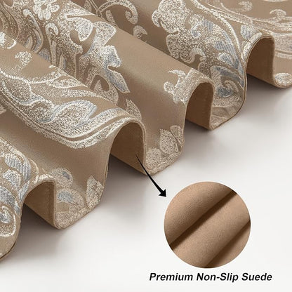 Loom and Mill Damask Floral Table Runner 90 Inches Long, Light Coffee | Luxury - Image 5