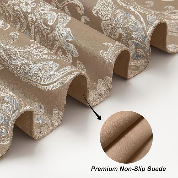 Loom and Mill Damask Floral Table Runner 108 Inches Long, Light Coffee | Luxury - Image 5