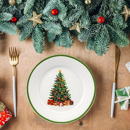 Honeydak 6 Pcs 6 Inch Christmas Plates Ceramic Xmas Tree Decorations Porcelain - Image 3