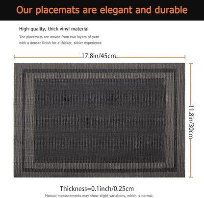 Black Gold Vinyl Placemats Set of 12, Heat Resistant Table Placemats | 18x12 - Image 3