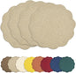 AHHFSMEI Round Faux Linen Placemats Set of 4 Waterproof Table Mats Heat Resistant Non-Slip and Stain Proof for Kitchen Dining Elegant Decor (Linen Beige,4)