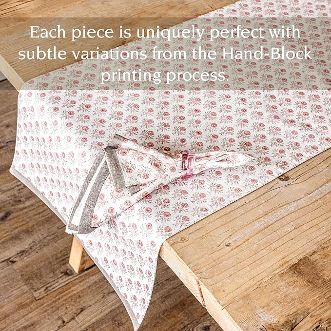 Over&Back 18x90 Hand-Blocked Printed Cotton Table Runner - Image 3