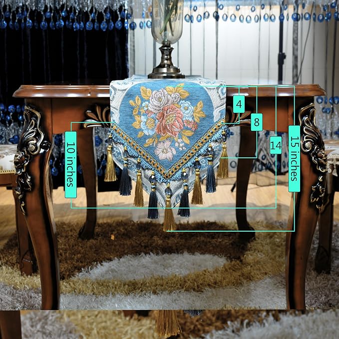 Extra Luxury Velvet Blue Table Runner 120 Inches Long - Image 3