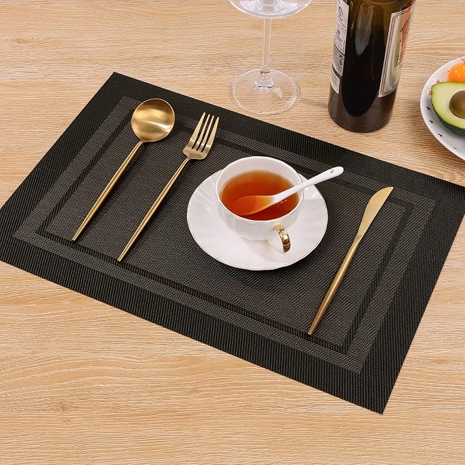 SHACOS Woven Vinyl Placemats Set of 4 Wipe Clean Place Mats - Image 7