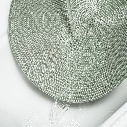 AHHFSMEI Round Braided Placemats 15 Inch Round Table Mats for Dining Tables Natural Woven Heat Resistant Place mats Set of 4 (Sage Green,4)