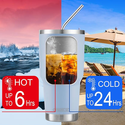D·S 30oz Blue Tumbler Double Wall Vacuum Insulated Travel Coffee Mug | Double - Image 4