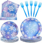 100 Pcs Disposable Winter Frozen Tableware Set by Unknown