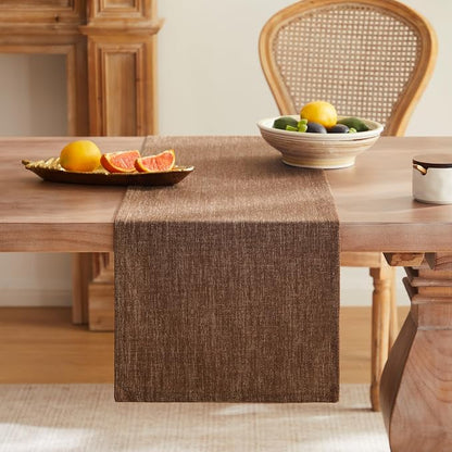 Rustic Cotton Linen Table Runner, 13x72 Inches Brown | Farmhouse Style Linen - Image 4