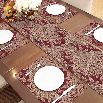 Loom and Mill Luxury Table Runner 108 Inches Long, Classic Jacquard Dining - Image 3