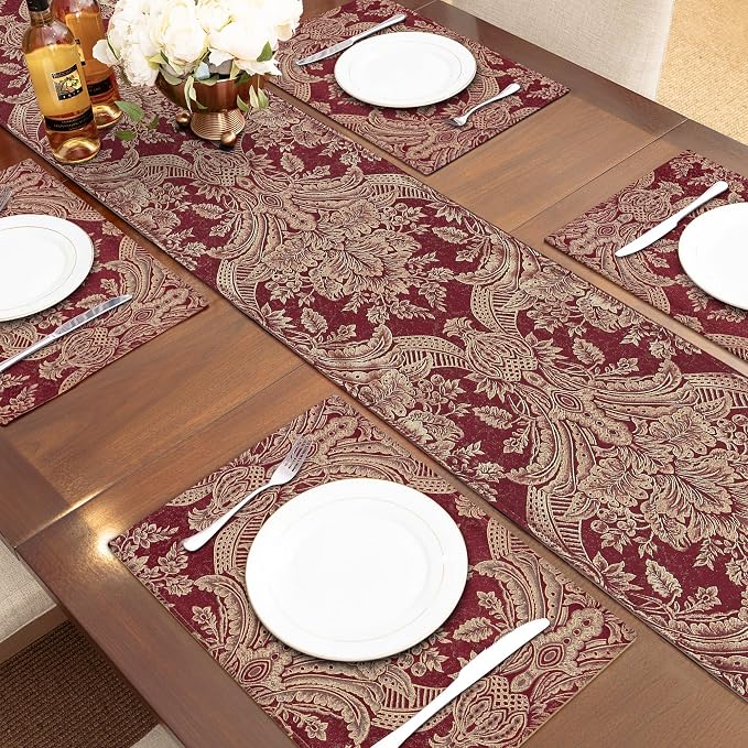 Loom and Mill Luxury Table Runner 72 Inches Long, Classic Jacquard Dining Table - Image 3
