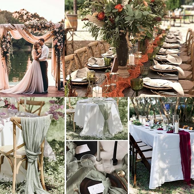 12 Pack Beige Cheesecloth Table Runner 10ft Boho Gauze Cheese Cloth Table - Image 6