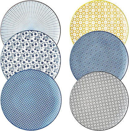 Dinner Plates Set of 6, 10.5 Inch Ceramic Dish Set Plate Set for Kitchen, Microwave, Oven and Dishwasher Safe, Scratch Resistant