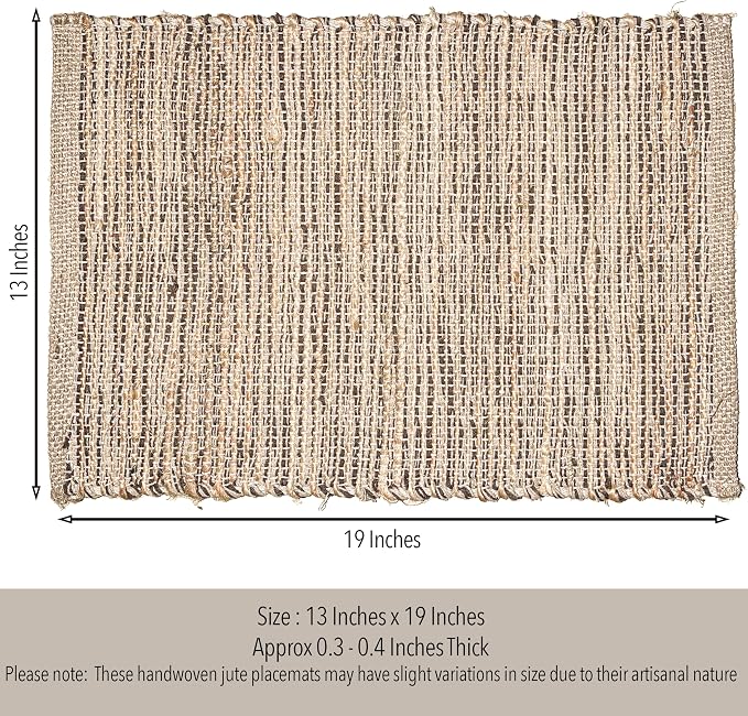 Natural Jute & Brown Placemats, 13x19 Inch Dining Table Placemats - Image 4