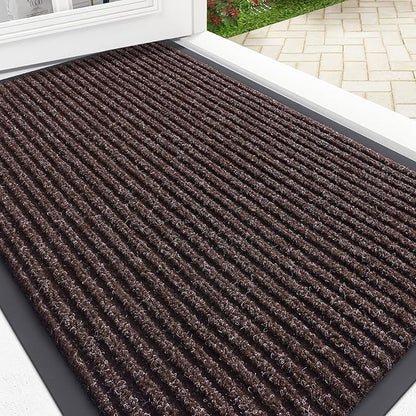 OLANLY Front Door Mat Indoor Outdoor Entrance, Waterproof Heavy Duty Doormat, Fade Resistant, Low Profile, Easy Clean Patio Porch Welcome Floor Mats for Entry, 29.5x17, Tan