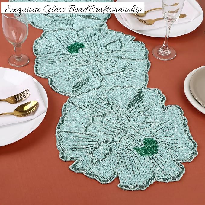 Beaded Table Runner 13x36 Inch, Handmade Decorative Dining Table Centerpiece - Image 2