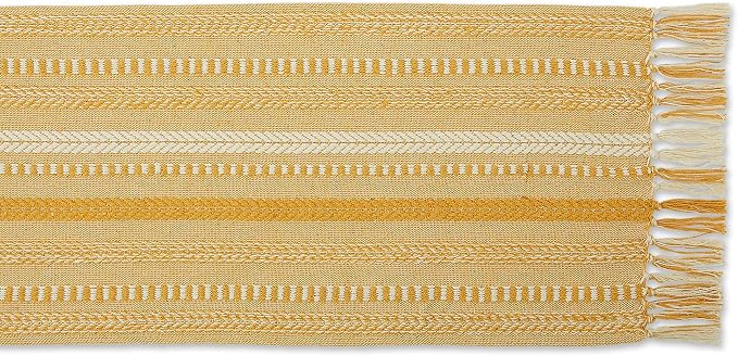 DII Farmhouse Braided Stripe Table Runner Collection, Honey Gold - Image 2