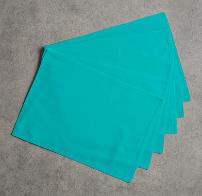 Calicot Placemats Set of 6 100% Cotton Washable Cloth Place Mats, Reusable Table Mats for Spring/Summer & Thanksgiving Christmas Decorations Kitchen Dining Party Wedding (Teal Blue, 13" x 19")