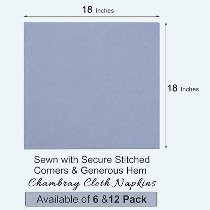 Ruvanti Cloth Napkins Set of 6, 18x18 Reusable Napkins Cloth Washable, Soft & Durable Table Napkin, Poly Cotton Fabric Dinner Napkins for Parties, Christmas, Thanksgiving, Weddings - Midnight Blue