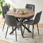 Round Kitchen Table and Chairs Set for 4, 37" Round Dining Table MDF Faux Wood Tabletop, Grey Velvet Dining Chairs Upholstered Side Chair with Back