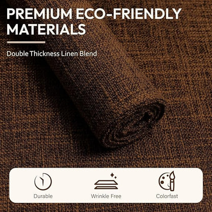 Blue Forest Placemats Set of 4, Dual-Layered Thickened Faux Linen Cloth Place Mats Heat Resistant Machine Washable Wrinkle Free Table Mats Indoor/Outdoor (Brown)