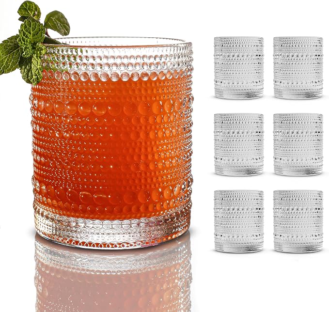 Hobnail Drinking Glasses, Vintage Glassware Set of 6, Vintage Drinking Glasses by BULK+PARADISE