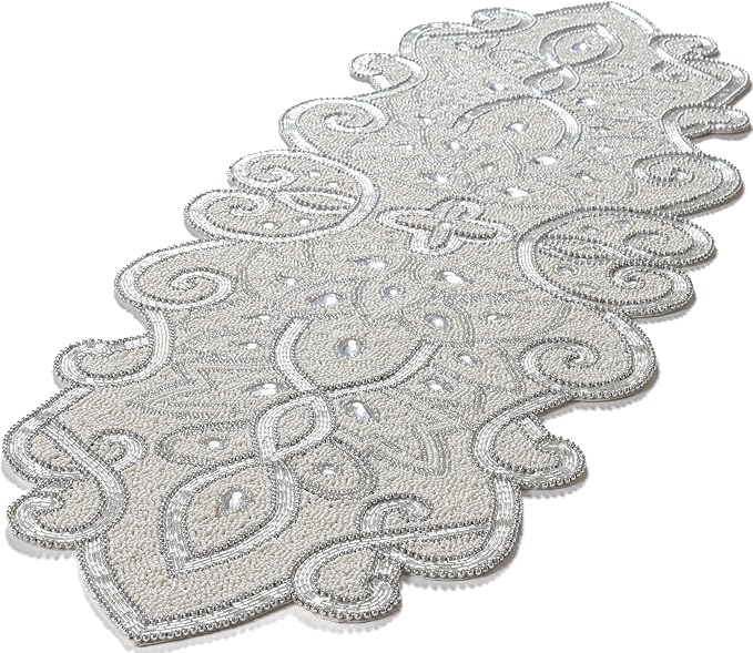 Beaded Table Runner Decorative Hand Glitz Rustic Farmhouse - Image 2