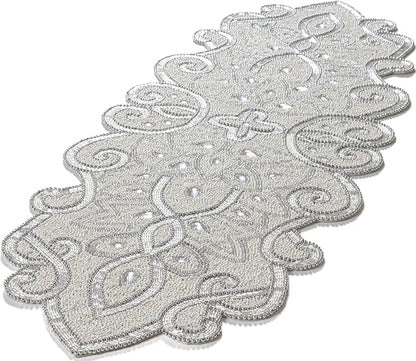 Beaded Table Runner Decorative Hand Glitz Rustic Farmhouse - Image 2