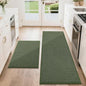COSY HOMEER Kitchen Rugs Non Slip Washable 24"x36"+24"x60" Absorbent Kitchen Mats for Floor Stain Resistant Kitchen Runner Rug Sets of 2 Kitchen Floor Mats for Sink,Green