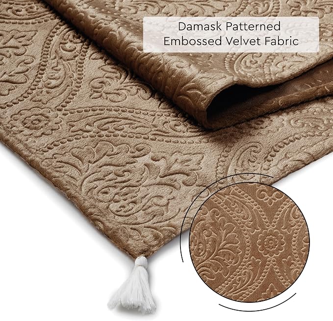 Encasa XO Table Runner, Embossed Velvet, Elegant 13"x94" | Coffee, 175 GSM - Image 5