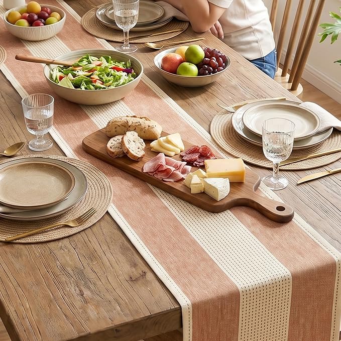 Artoid Mode Caramel Farmhouse Rustic Fall Table Runner, Seasonal Macrame Fabric - Image 5