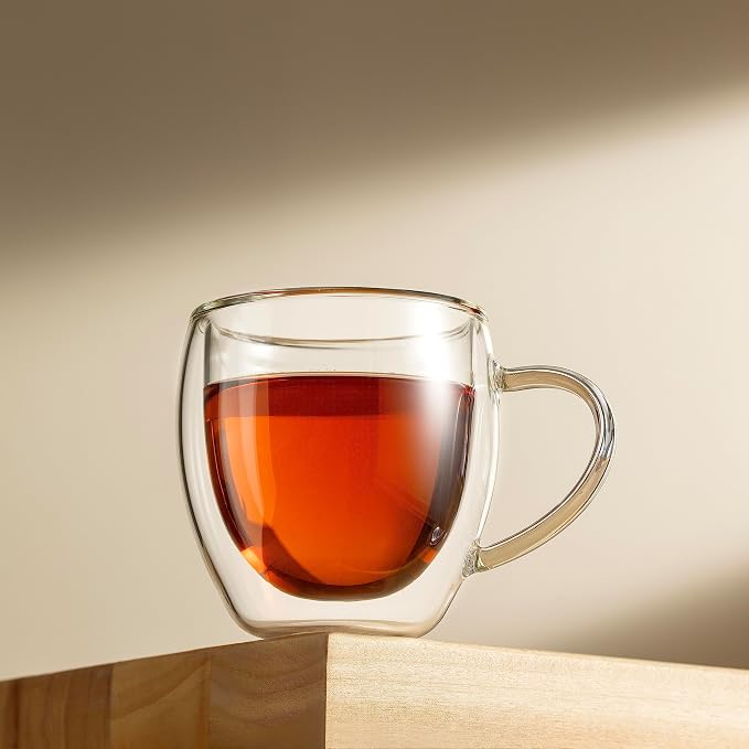 CNGLASS 5oz Espresso Mugs, Double Wall Insulated Glass Coffee Mugs - Image 4