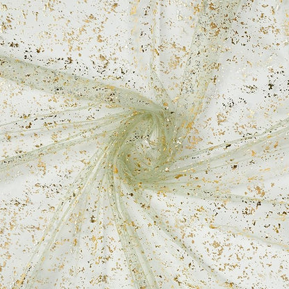 Artoid Mode Sage Green Gold Gauze Table Runner 120 Inch 10FT, Glitter Metallic Foil Sheer Dining Wedding Anniversary Holiday Birthday Table Decor for Home Party
