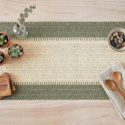 Artoid Mode Dark Green Farmhouse Rustic Paper Braided Table Runner, Seasonal - Image 4