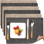 Myir JUN Placemats Dual Sided, Faux Leather Place Mats Set of 6 Indoor Placemat for Dining Table Outdoor Place Mat Manteles Individuales Square Non-Slip Washable Table Mats (Gray Beige, Set of 6)