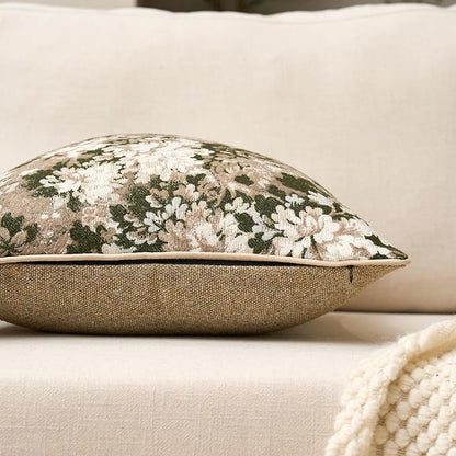 Yangest Neutral Floral Pillow Cover 24 x 24 Inches, Vintage Chenille Square Throw Pillow Cover Soft Decorative Farmhouse Accent Couch Pillow Cover for Living Room Bedroom, Green