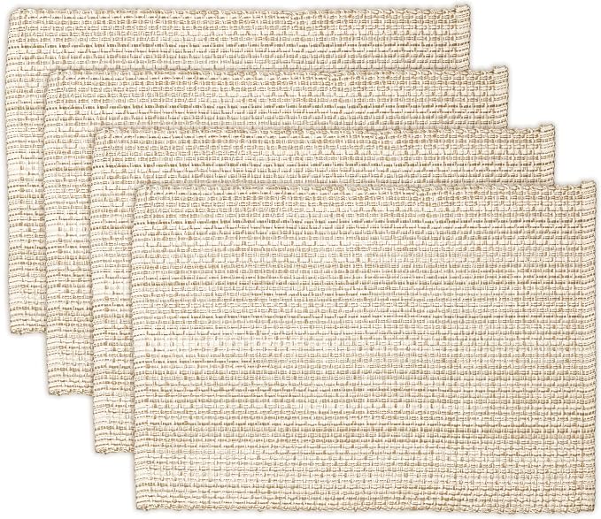 Cotton Placemats Set of 4, 13x19 Inch Washable Woven Fabric Table Mats by ChardinHome