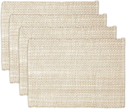 Cotton Placemats Set of 4, 13x19 Inch Washable Woven Fabric Table Mats by ChardinHome