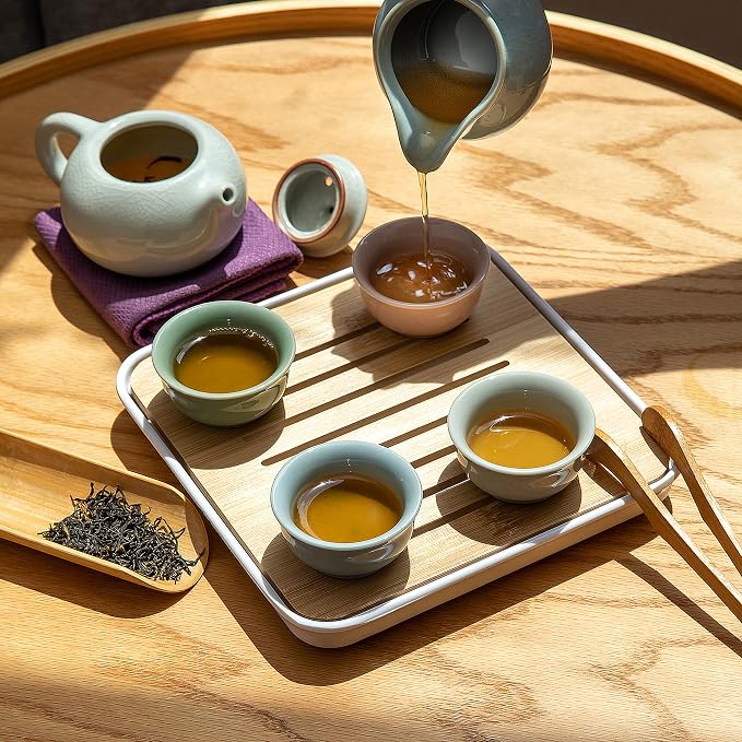 Ceramic Kungfu Tea Sets 12 Piece, Mini Protable Travel Tea Set - Image 2