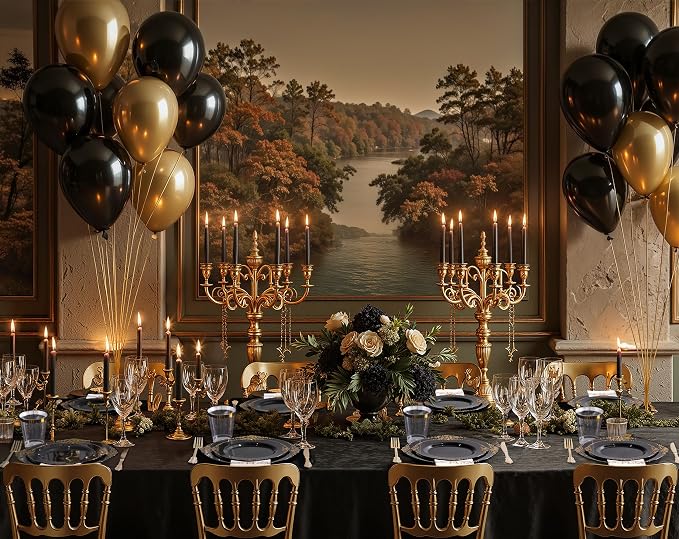 Nervure 350Pcs Black Plastic Plates, Plastic Dinnerware Set - Image 5