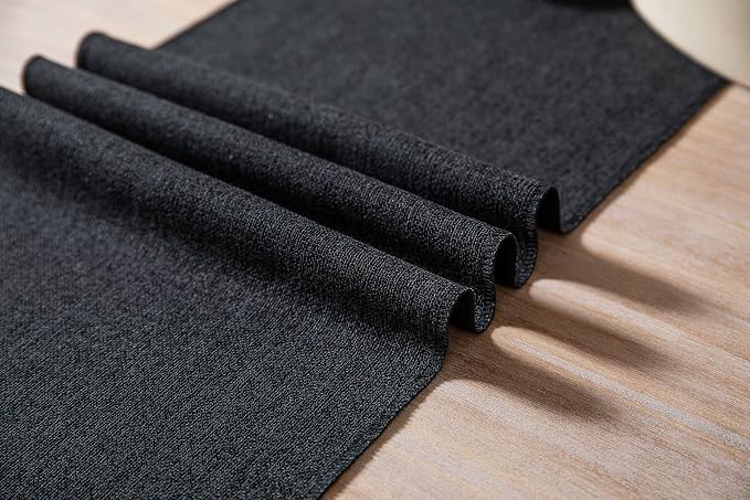 Black Table Runners 36 Inches Long, Burlap Linen Style Rustic Farmhouse Table - Image 5