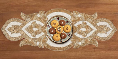 Lightnpro Infinity Beaded Table Runner 13x36 Inch Gold Ivory - Image 2